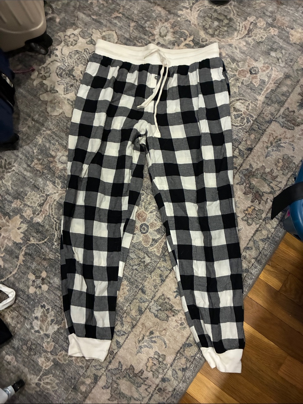 Stars above Black & White Plaid Jogger Lounge Pants